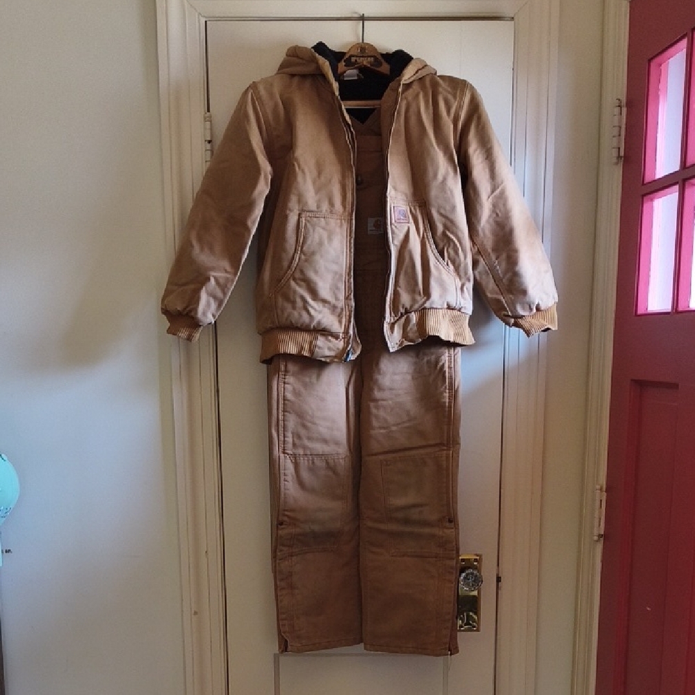 Carhartt Brown Hooded Jacket and Bib Overalls